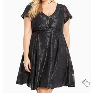 Torrid Lurex Floral Print Chiffon Skater Dress